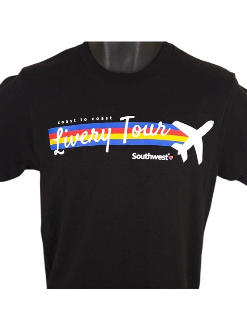 Southwest Airlines T Shirt Mens Size Small Black Livery Tour 1971 To 2018